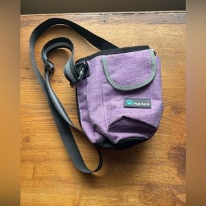Pet cross body bag for dog treats, phone and dog poop bags